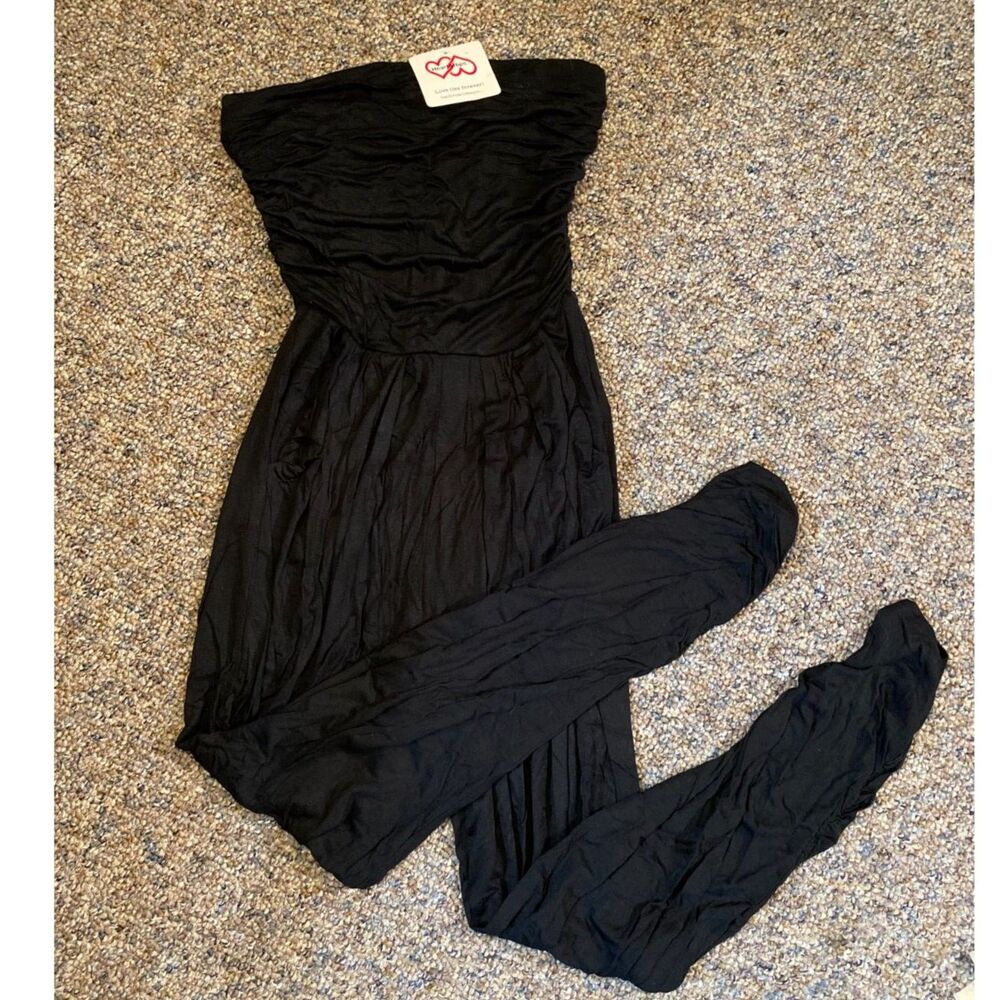 Woman's Strapless Black Jumpsuit Small